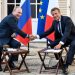 French President Emmanuel Macron (R) shakes hands with Russia's President Vladimir Putin at the end of their meeting, at his summer retreat of the Bregancon fortress on the Mediterranean coast, near the village of Bormes-les-Mimosas, southern France, on August 19, 2019, for talks days before the G7 Summit . (Photo by GERARD JULIEN / various sources / AFP)        (Photo credit should read GERARD JULIEN/AFP/Getty Images)