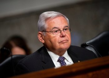 Senator Bob Menendez, a Democrat from New Jersey, during a Senate Banking, Housing, and Urban Affairs Committee hearing in Washington, DC, US, on Tuesday, May 16, 2023. The fight over who bears the blame for the recent US bank failures will turn ever more political today when lawmakers grill the lenders' former senior managers and top regulators. Photographer: Al Drago/Bloomberg via Getty Images
