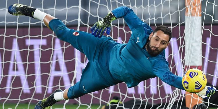 Milan footballer Gianluigi Donnarumma during the match Roma-Milan in the Olympic stadium. Rome (Italy), February 28th, 2021 (Photo by Massimo Insabato/Archivio Massimo Insabato/Mondadori Portfolio via Getty Images)